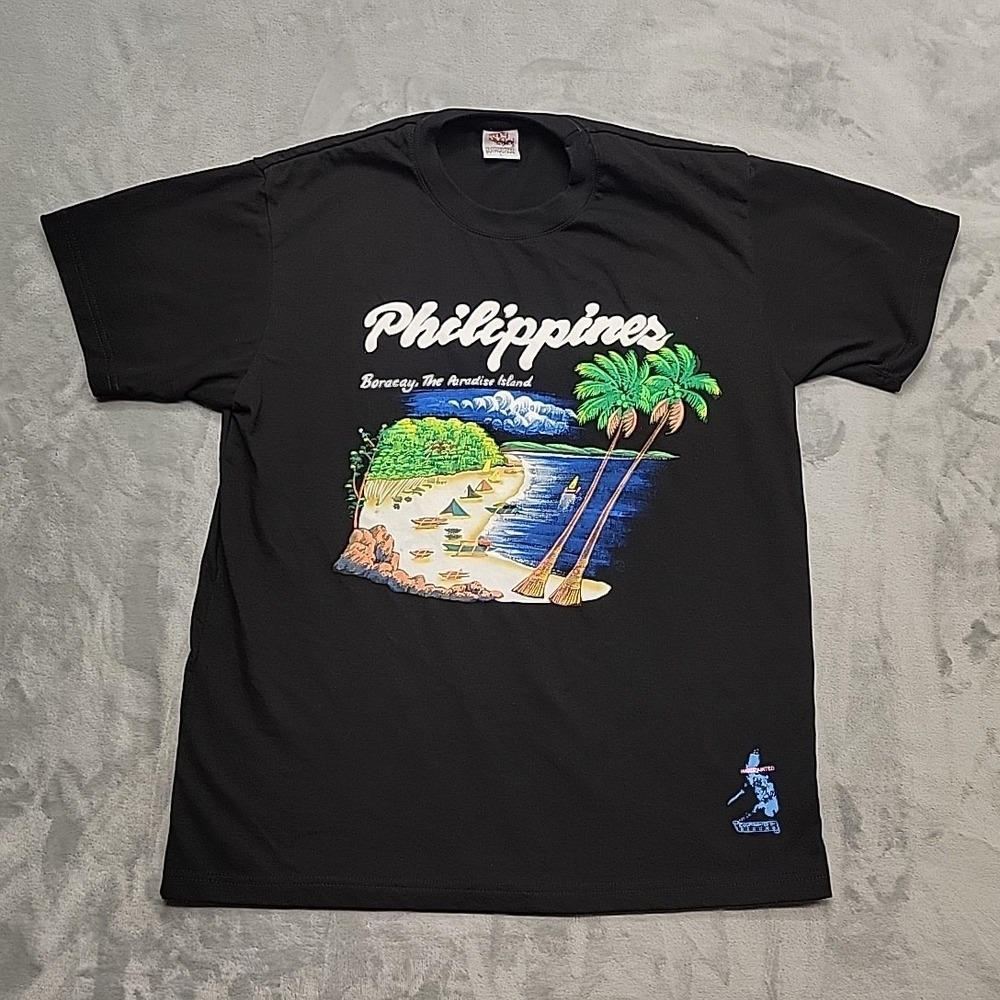 Boracay The Paradise Island Philippines T Shirt Mens Large Black Dibuho Souvenir